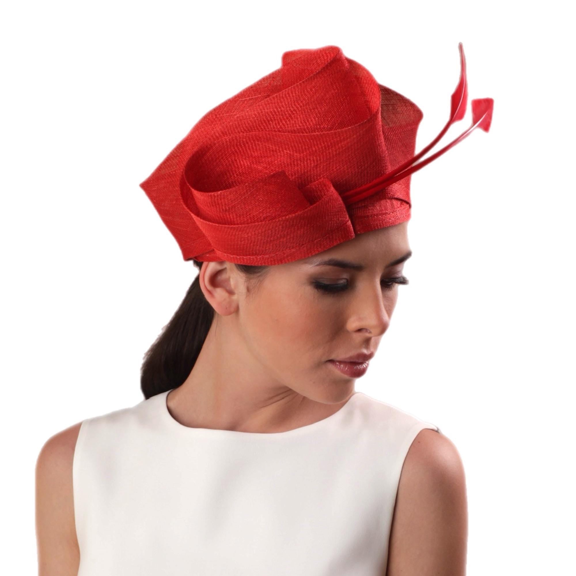 Eye-Catching Red Cloche Hat with Arrow Feathers Derby Wedding Headwear
